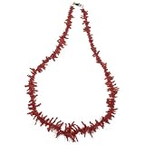 14k Yellow Gold Red Sardinia Small Coral Branch Necklace, 18