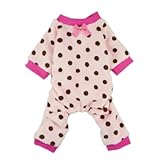 Fitwarm Pink Cute Polka Dots Dog Coat for Pet Dog Pajamas Soft Winter Clothes, Medium
