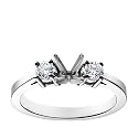 18k White Gold Prong-Set Engagement Ring Setting with Round Sidestones (1/3 cttw)