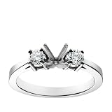 18k White Gold Prong-Set Engagement Ring Setting with Round Sidestones (1/3 cttw)