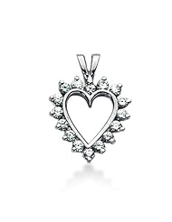 14K Gold Prong set Diamond Heart Pendant (0.64 cttw, F - G Color, SI2 Clarity)