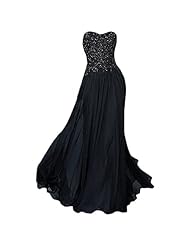 Sequined Applique Fitted Sweetheart Chiffon Evening Dress 