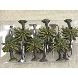 Palm Trees Shower Curtain Hooks - set of 12