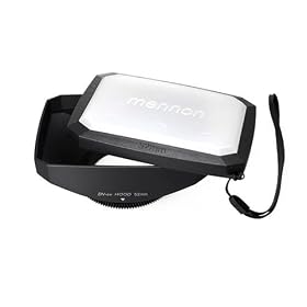 Mennon 52mm 16:9 Wide Angle Video Camera Screw Mount Lens Hood with White Balance Cap, Black
