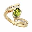 14K Yellow Gold Peridot and Diamond Ring
