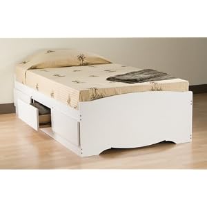 Prepac Monterey White Twin Platform Storage Bed