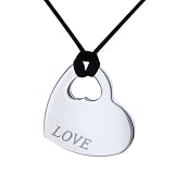 Stainless Steel Heart Pendant with Engraved 