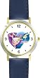 Two Ballerinas - Ballet Dancers Montage WATCHBUDDY&reg; DELUXE TWO-TONE THEME WATCH - Arabic Numbers - Blue Leather Strap-Size-Large ( Men's Size or Jumbo Women's Size )