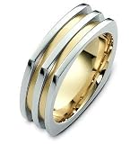 14 Karat Yellow Gold & Titanium 8.5mm Square Style Wedding Band