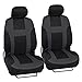 Monaco Canvas Seat Covers for Car SUV - Sporty Racing Style Stripes Black & Charcoal Gray