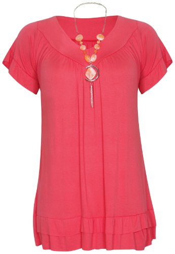 PurpleHanger Women's Short Frill Sleeve Bead Top Plus Size