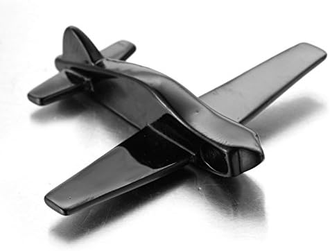Black Charm Stainless Steel Airplane Pendant Chain Necklace Jewelry