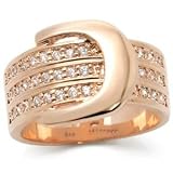 Size 6 Clear Cubic Zirconia Brass Rose Gold Plated Ring