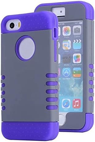iPhone 5s Caes MSFancy Rubberized Grey and Purple TUFF Hybrid Phone Case Cover For APPLE iPhone SE 5S 5 (Grey + Purple)