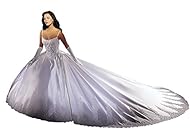 Spaghetti Strap Lace   Ball Gown Evening Dress/Bridesmaid Dress/Prom Dress/Party Dress/Wedding Dress  with a Chapel Train 