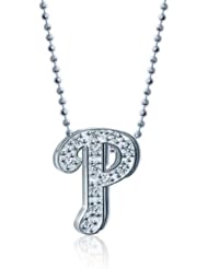 Alex Woo "Little MLB" 14k White Gold with Diamonds Pendant Necklace, 16"