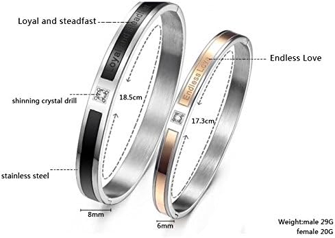 One Pair Special Gifts Titanium Steel Bangle Bracelet for Girls Boys Lover Couple