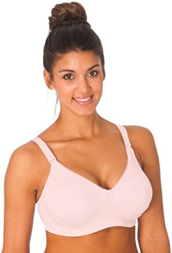 Silky Micro-fleece Nursing Bra with Lace Overlay-PINK-38DD