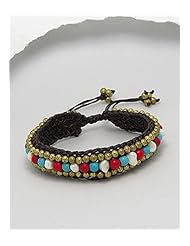 Cotton Waxed Thread Dyed Howlite Bracelet In Brass