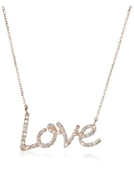 KC Designs "Peace and Love" 14k Rose Gold and Diamond "Love" Pendant Necklace and Chain, 16"