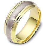 7.5mm Platinum and 18 Karat Gold Comfort Fit Wedding Band Ring