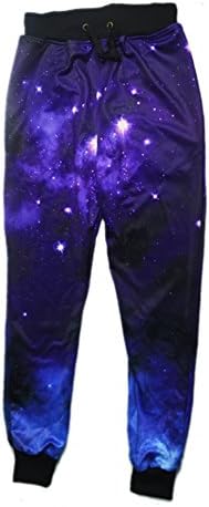 Unisex Galaxy Nebula Blue Sweatpants Joggers Sportswear Pants Harem Bandana (XL)