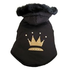 Hundemantel Royalty schwarz - Top Qualit�t - federleicht - flauschig gef�ttert - wasserabweisend - Kapuze abnehmbar - Dogs Stars