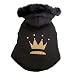 Hundemantel Royalty schwarz - Top Qualit�t - federleicht - flauschig gef�ttert - wasserabweisend - Kapuze abnehmbar - Dogs Stars