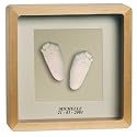 Baby Art 34120012 - 3D Print deluxe 3D Fußabdruck hinter Glas, natural (holzfarben)