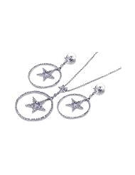 Nickel Free Sterling Silver Pendant & Earring Sets Open Circle W/ Star Matching Set