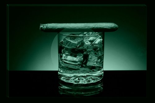 Whiskey and Cigar Canvas Wall Art Print, 5 Stars Gift Startonight 31.5 X 47.2 Inch