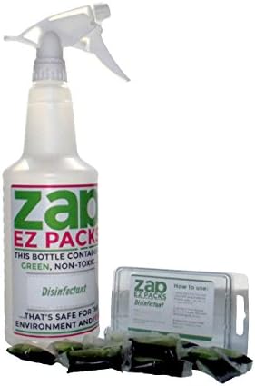 EZ ZAP Disinfectant (12 pack) GREEN, Non-Toxic &amp; Environmentally Friendly with 360 Spray Bottle