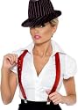 RED SEQUIN BRACES LADY GANGSTER FANCY DRESS COSTUME