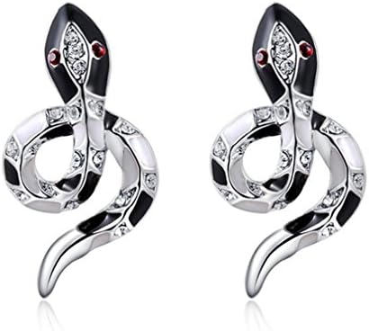 Platinum Black Snake Stud Earrings