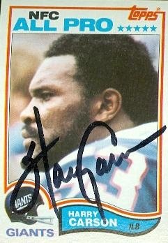 Harry Carson Autographed/Hand Signed Football Card (New York Giants) 1982 Topps #418