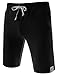 TheLees (TTS01) Unisex Cotton Jersey Waist Elastic Jogger Training Beach Board Shorts Black Large(US 29~31)