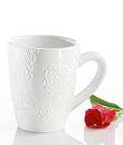 Set of 4 White Paisley Design Mugs By Forum