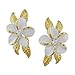 Sterling Silver with Yellow Gold Tone Accents Plumeria Maile Leaf Earrings