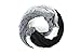 Pop Fashion Women's Long Tissue Scarf with Frayed Design and Scrunch Texture (Black, White, Grey)