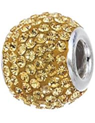 Zable (tm) Sterling Silver Gold Color Crystals Pandora Compatible Bead / Charm