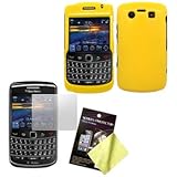 Yellow Hard Case / Cover / Shell & LCD Screen Guard / Protector for BlackBe ....