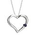 14k White Gold Blue Sapphire Heart Shaped Pendant