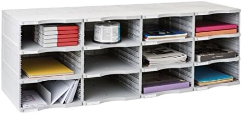 ARCHIVODOC Quadro Jumbo Literature and Forms Sorting Station, 12 Compartments, 47.25 x 14.17 x 16.14 Inches, Grey (6643 GS)