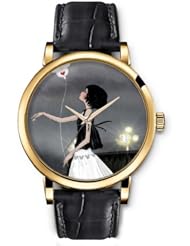 SPRAWL Aanalog Fashion Series Gold Ladies Watches of Genuine Black Leather Strap,Unique Wrist Watch for Women Girls Designed with Girl with hope