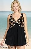 Beach Belle Mocha Flora Plus Size Twist Front Swimdress Swimsuit - Women's Swimwear Plus Size Swimsuit