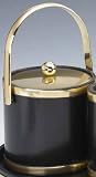 Review Kraftware  / Kraftware 50154 Sophisticates Black with Brushed Brass 3 Quart Ice Bucket with Track Handle, Bands and Metal Cover