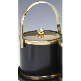 Kraftware 50154 Sophisticates Black with Brushed Brass 3 Quart Ice Bucket with Track... by Kraftware