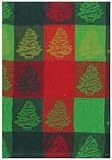 100% Cotton Christmas Tree Jacquard Dishtowel 18" X 28" Set / 6