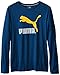 PUMA Boy's 8-20 No 1 Long Sleeve Logo Tee, Poseidon, Large