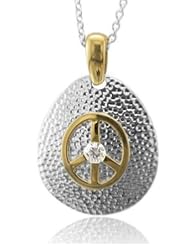 Sterling Silver Peace Sign Diamond Pendant Necklace (GH, I1-I2, 0.15 carat)